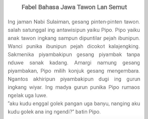 cerita dongeng dalam bahasa jawa