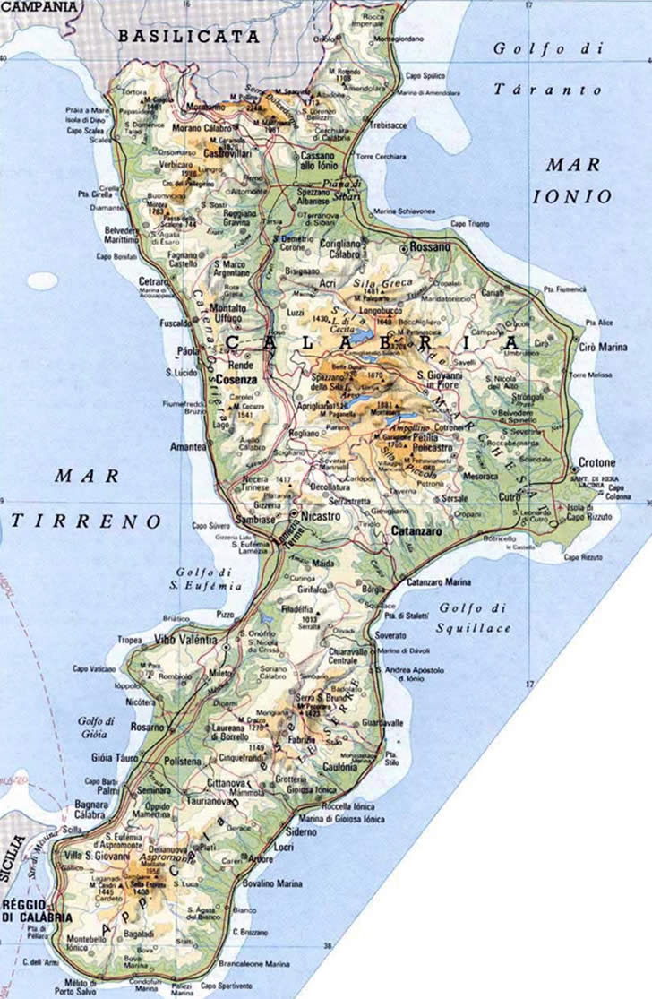 Cartina Topografica Calabria
