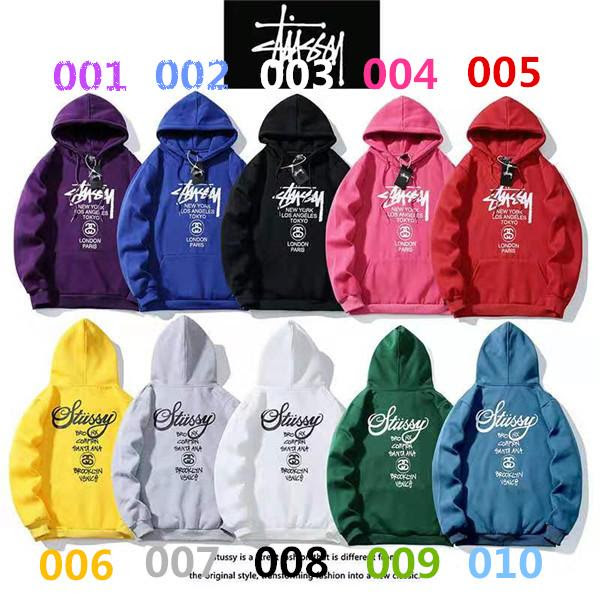 Stussy パーカー 長袖 裏起毛 スウエットパーカー Stussy 男性女性 ペア揃い ファッション 厚手