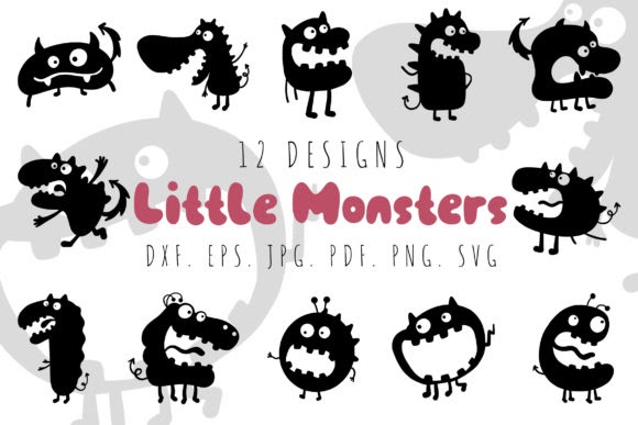 Crella Little Monster SVG Silhouette of Monster SVG Cut Files Compatible with Cameo Silhouette Studio, Cricut and other cutting machines for any crafting projects.