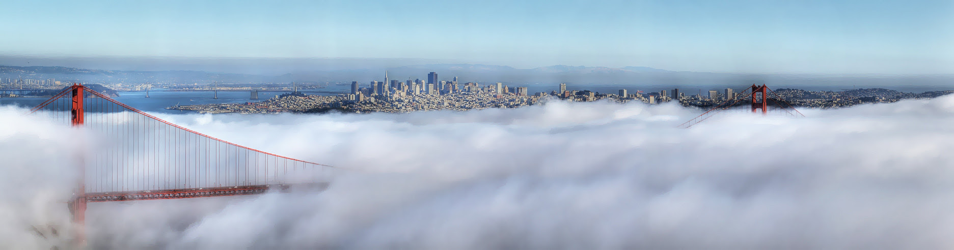 in the clouds, golden gate bridge