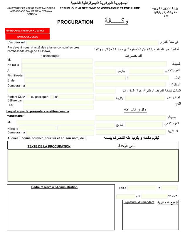 TÉLÉCHARGER PROCURATION CONSULAT ALGERIE