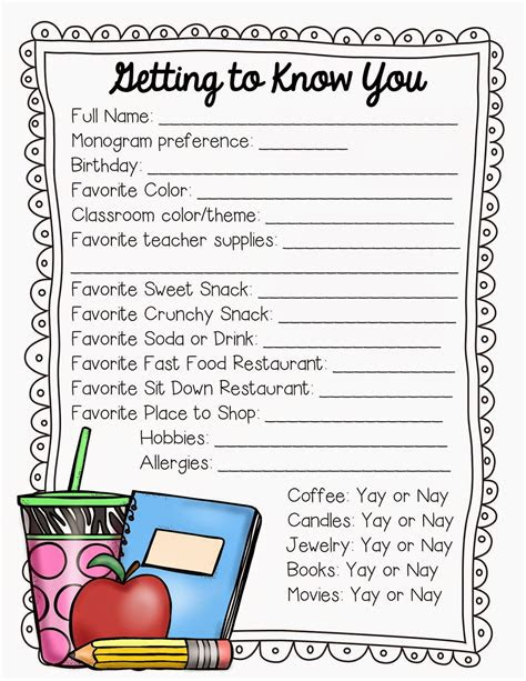  free printable employee favorite things list