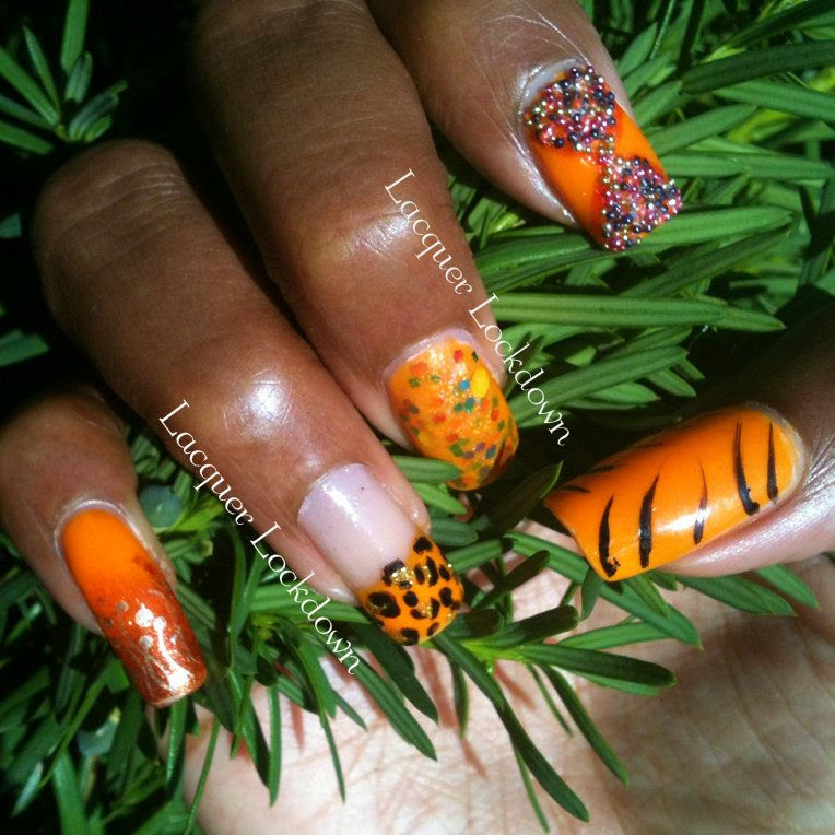 Summer Neon Skittle Mani