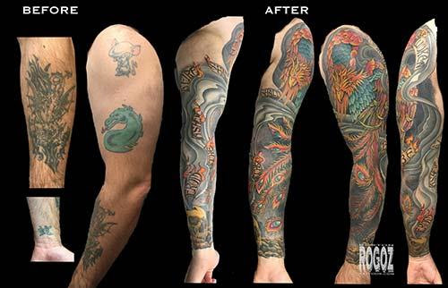 Phoenix Sleeve Cover Up Tattoo By Boston Rogoz Tattoos