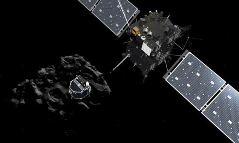 A handout artist impression showing lander Philae separating from the Rosetta spacecraft. — Reuters/File