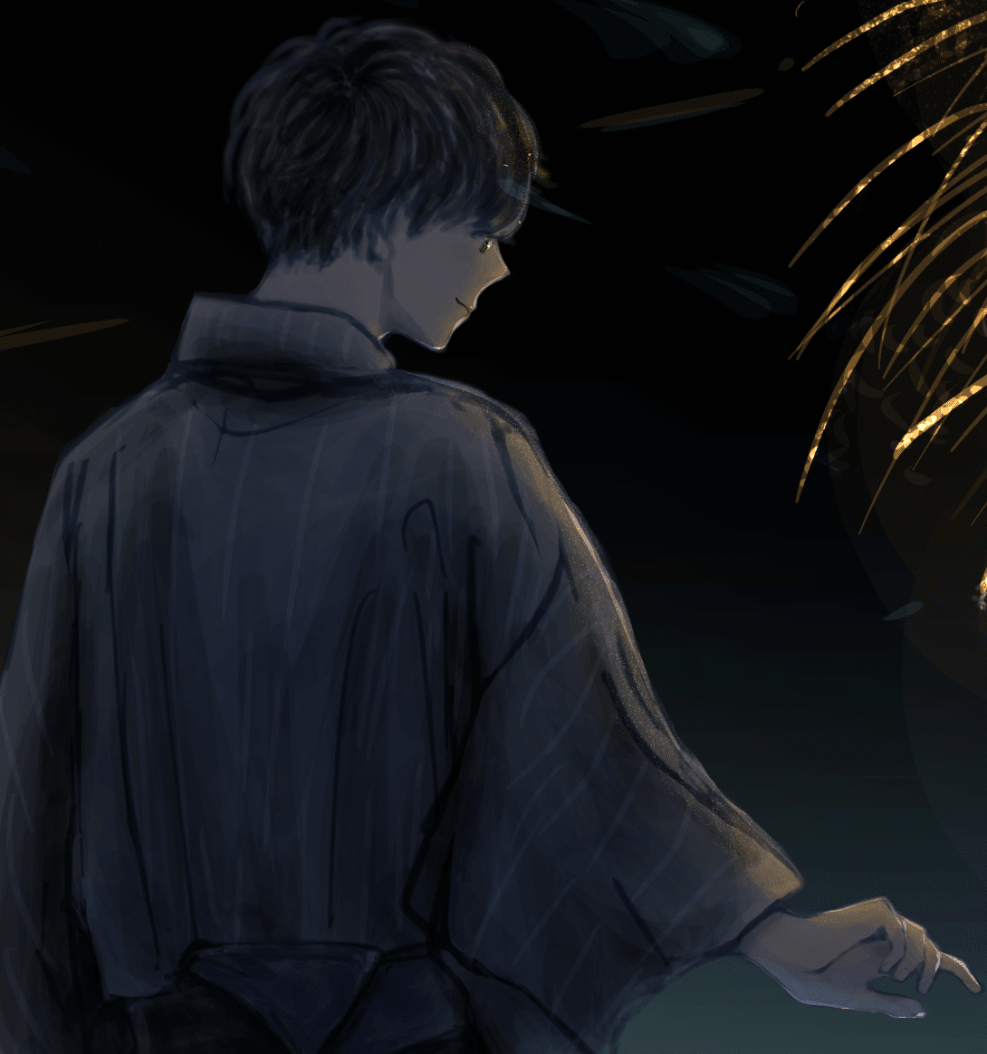 カップルイラスト10 浴衣 花火 ミカスケのお絵描き