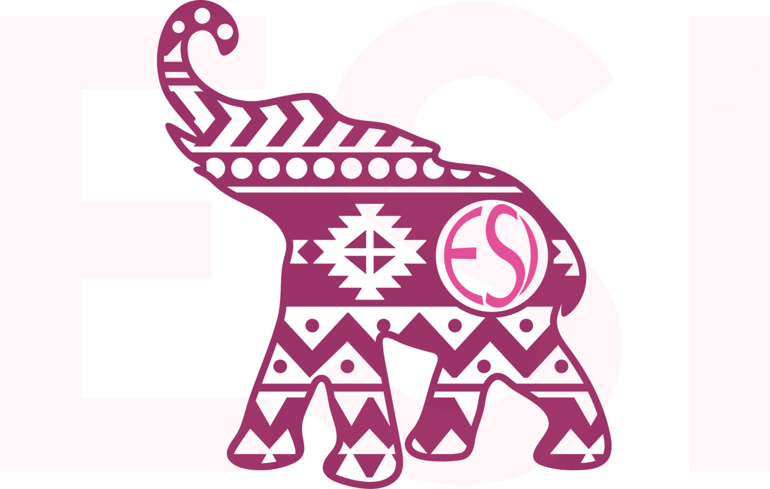 Download Elephant Monogram With Pattern Clip Art Library