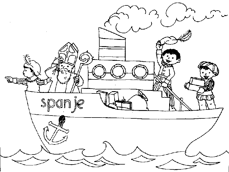Kleurplaten Sinterklaas Boot