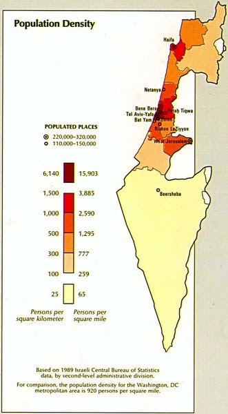 Population Density Map Of Israel Israel Population Density Map   Israel • mappery