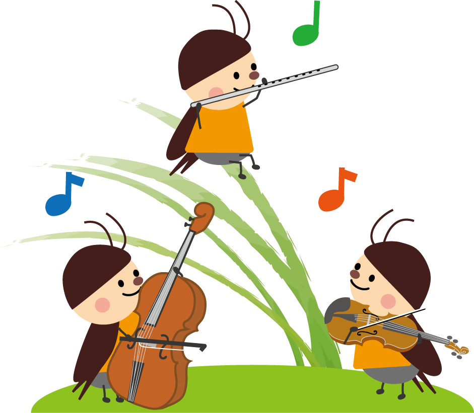 虫の音楽会のイラスト 無料イラスト素材