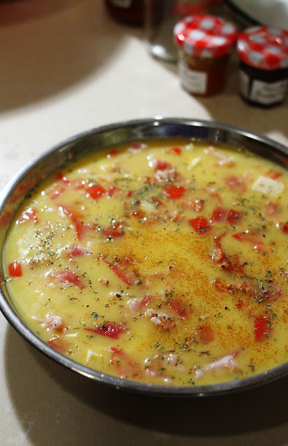 Bacon, Tomato, Cheese Steamed Eggs