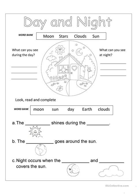  day night worksheets