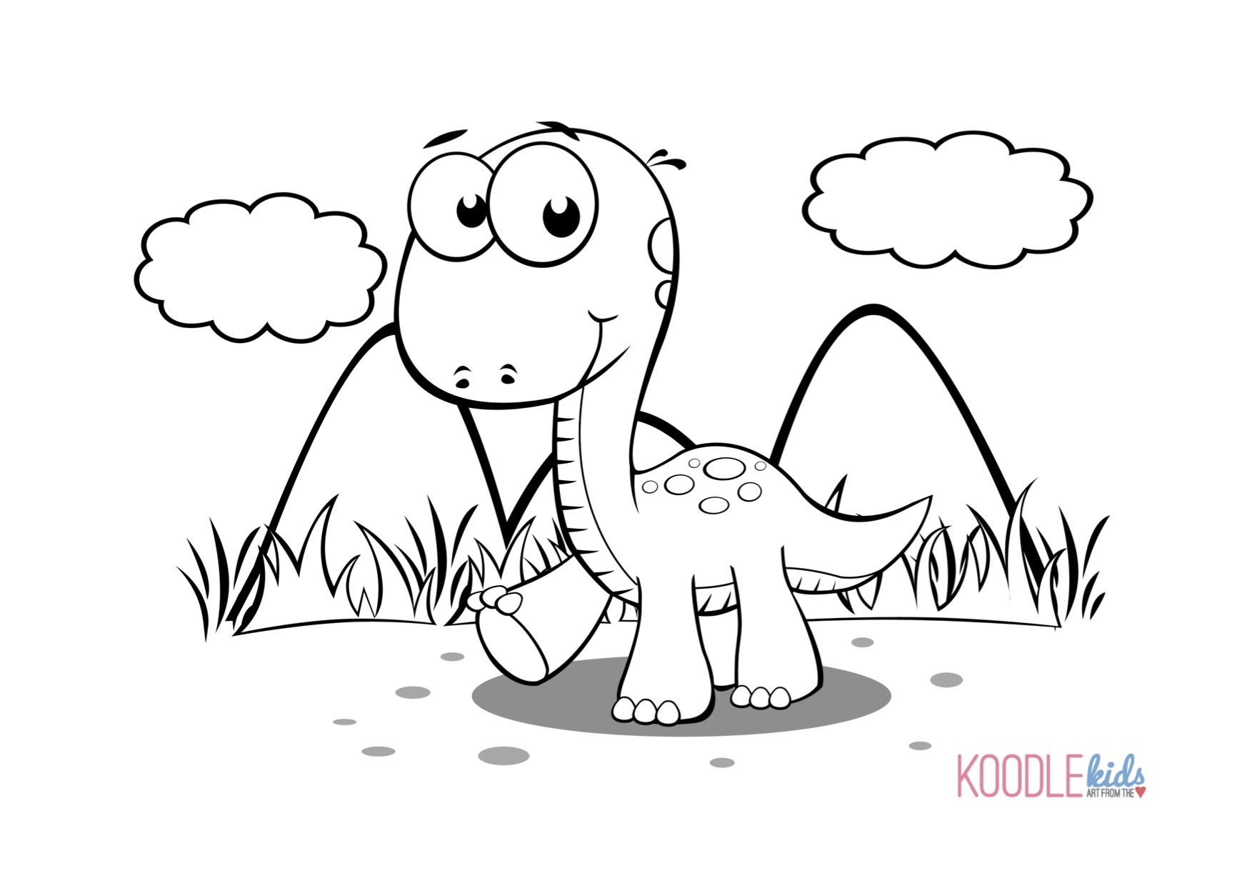 Disegni da colorare dei dinosauri cucciolo di dinosauro sull erba