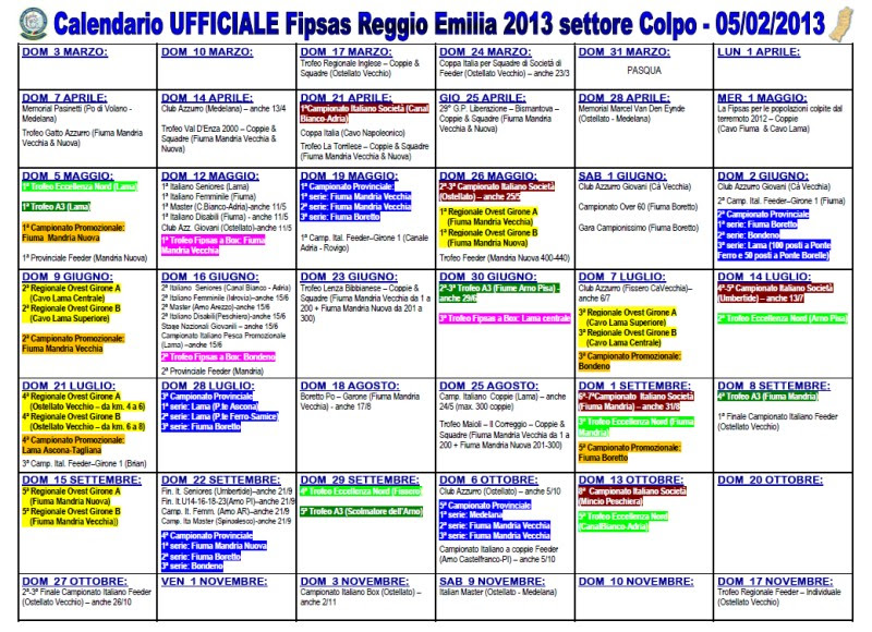 Calendario Gare Pesca Al Colpo 2022