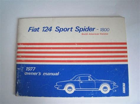 eBook Fiat 124 Sport Owners Manual For Sale
