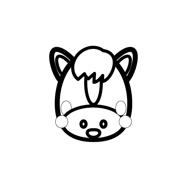 塗り絵に最適な白黒でかわいい馬の無料イラスト 商用フリー オイデ43