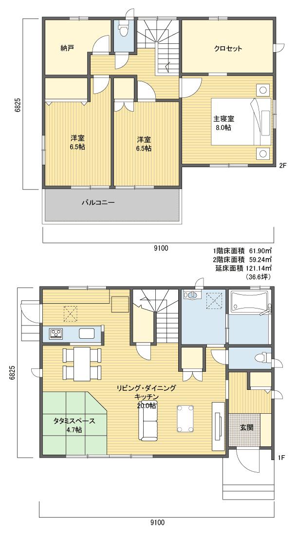 間取り149 2階建 30 40坪 南玄関プラン 注文住宅の一戸建て 楽住 Rakunism