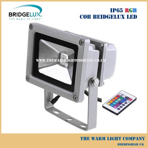 Bridgelux Outdoor & Indoor 10W IP65 Waterproof COB RGB Remote Control Colour Changing LED Floodlight