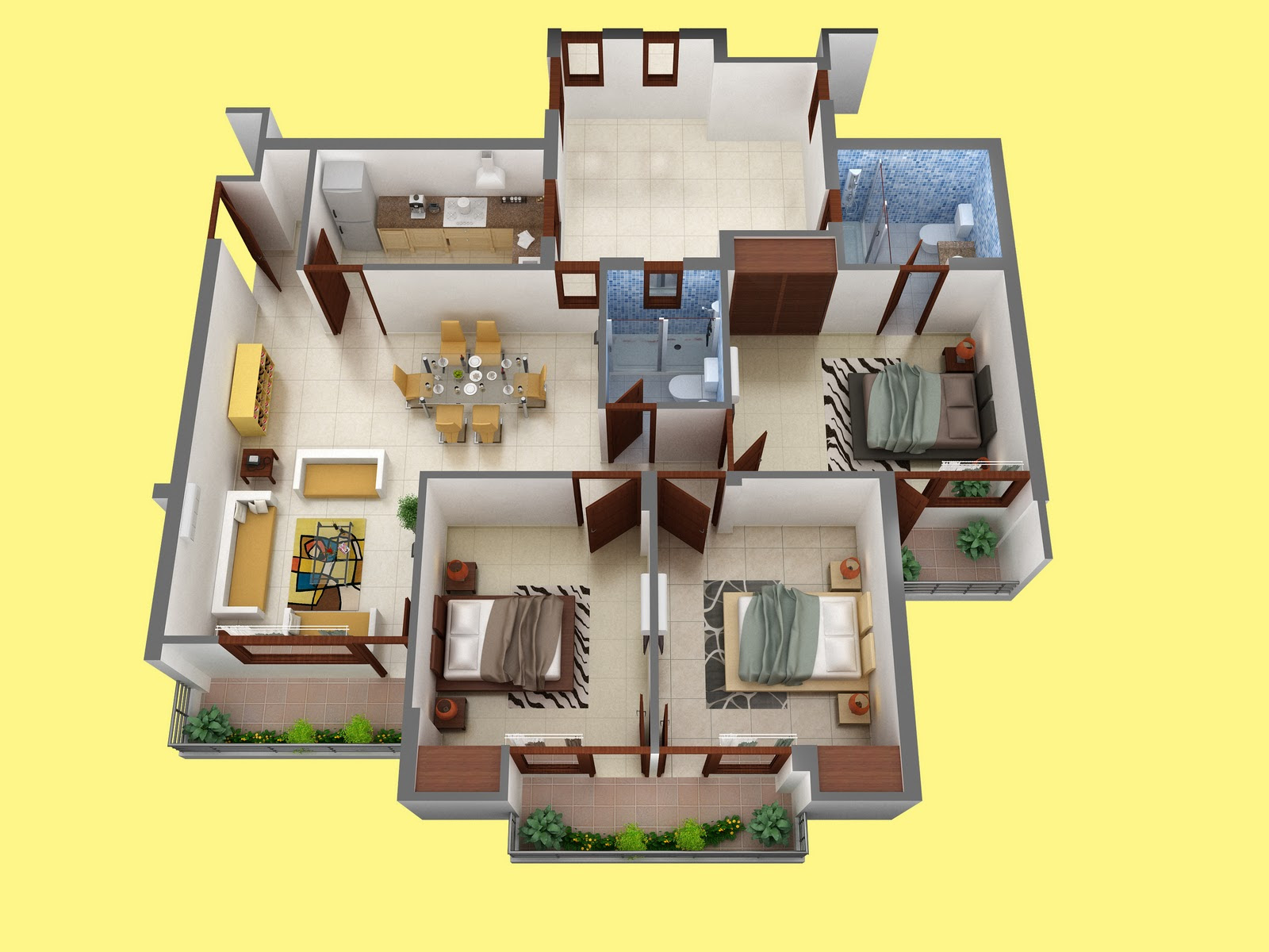 Kids Bedroom 3D Floor Plan