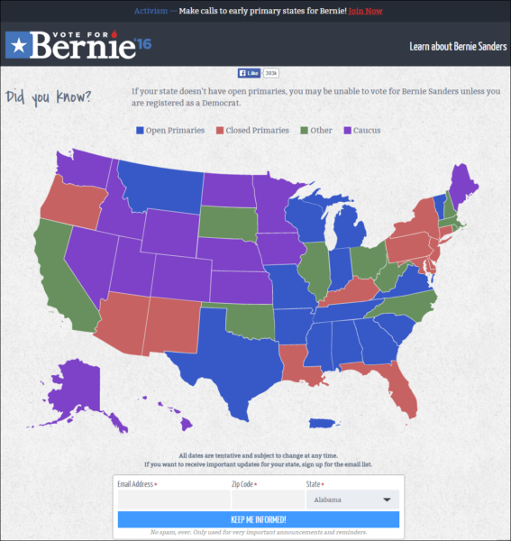 Bernie Sanders Vote for Bernie site map