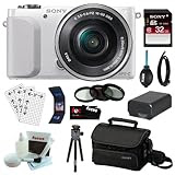 Sony NEX-3NL 16.1MP Compact Interchangeable Lens Digital Camera includes SELP1650 16-50mm F3.5-5.6 Zoom Lens with 3-inch LCD and Full HD Movie Mode in White + Sony 32GB SDHC + Mini HDMI Cable + Replacement Battery Pack + 3-Piece Filter Set + Sony Camera Ca