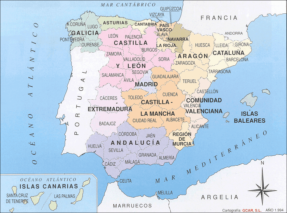 Spagna Regioni Mappa