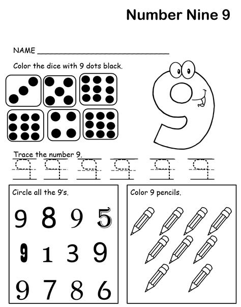 A number tracing worksheet is a great activity to teach preschoolers how to write numbers. kindergarten worksheet learning number 9