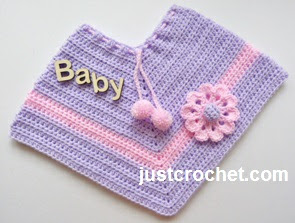 Free Baby Crochet Pattern Poncho With Applique Flower Usa