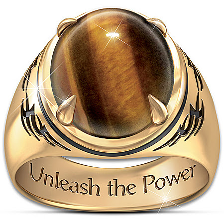 Ring: Genuine Tiger's Eye Stone Men's Ring