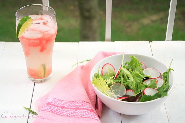 Fresh Salad and sparkling drink
