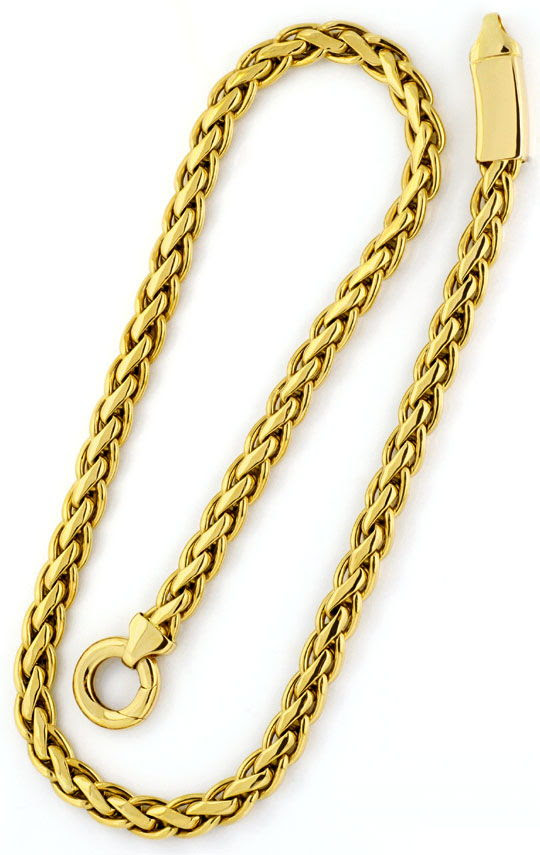 Foto 3, Designer Zopf-Kette Gelbgold-Kette Riesen-Ringkarabiner, K2237