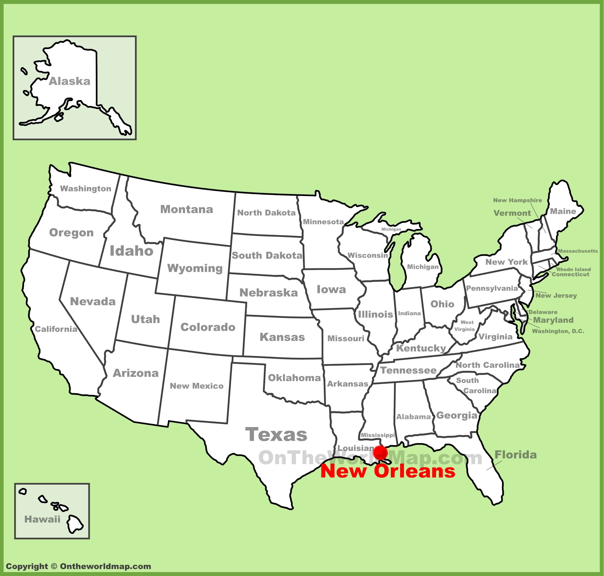 Show Me A Map Of New Orleans New Orleans location on the U.S. Map