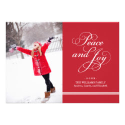 Holiday Photo Card | Peace and Joy in Red & White