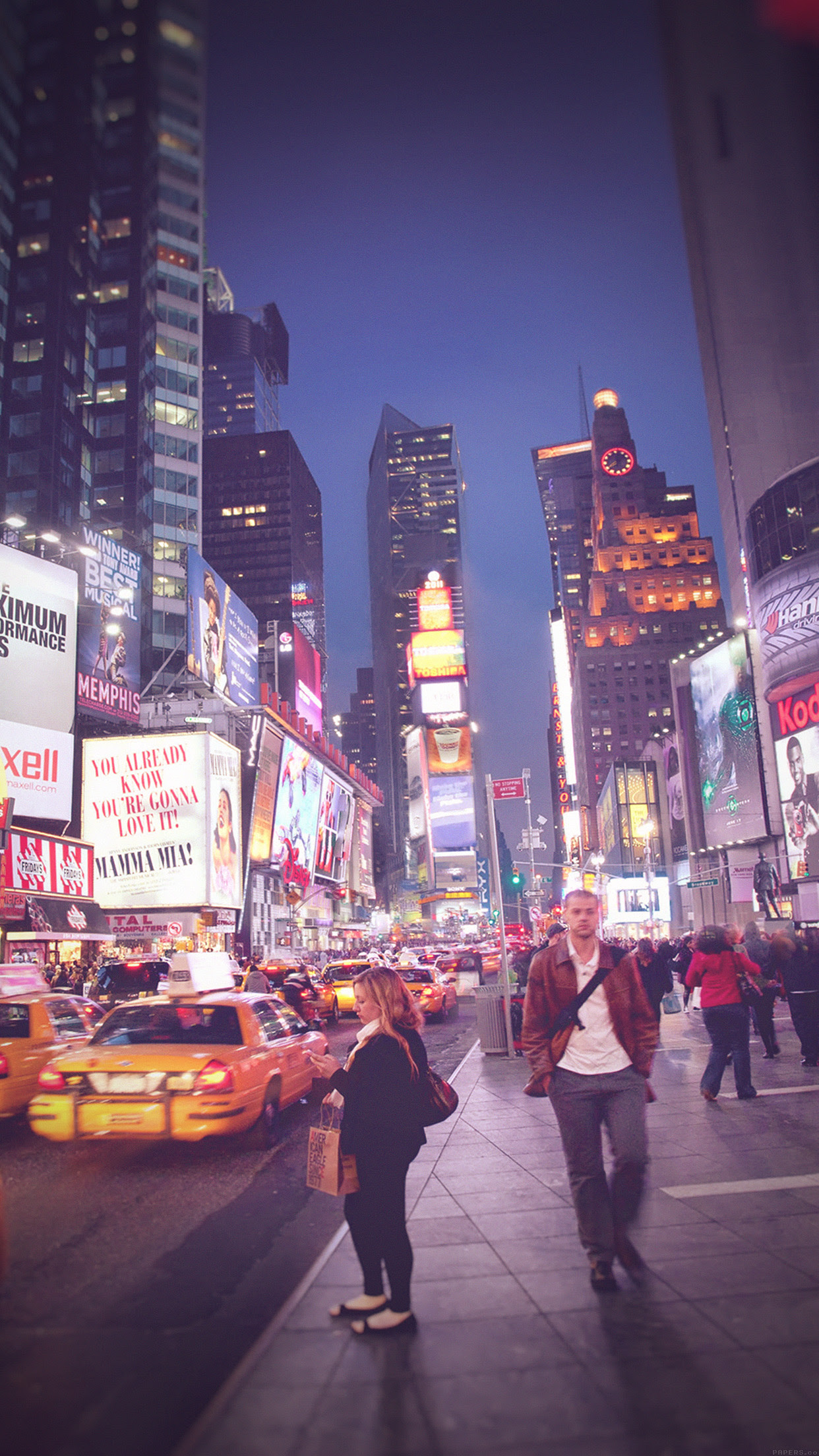 Iphonexpapers Com Iphone X Wallpaper Mn65 New York Street Night City Vignette