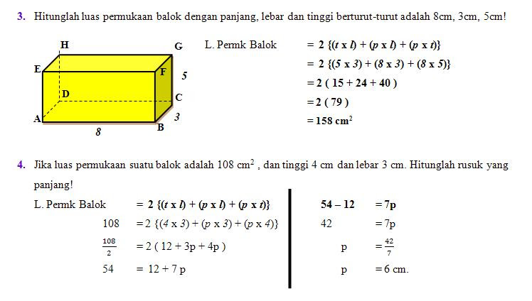 Materi luas permukaan kubus dan balok beserta contoh soal 