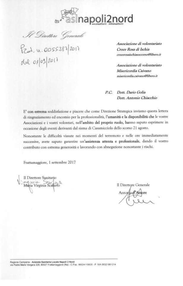 lettera encomio misericordia caivano - Il Giornale di Caivano