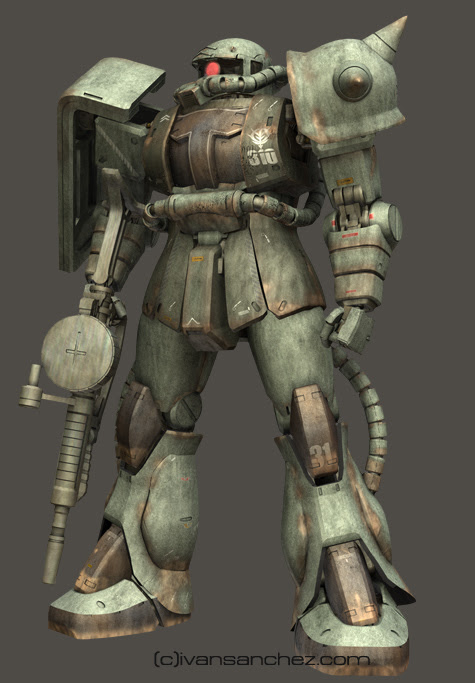 mobile suit gundam zaku II F2 ver 2 gouf custom J 3d mesh cg sandrum bonds of the battlefield senjo no kizuna 