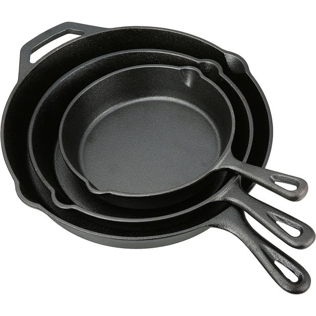 Ozark Trail 3-Piece Seasoned Oil Cast-Iron Skillet Set