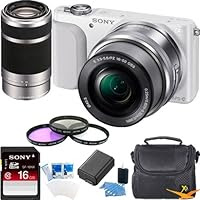 Sony NEX-3NL Digital Camera w 16-50, 55-210 Lens Essentials Bundle