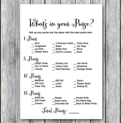 purse game ideas pinterest bridal games