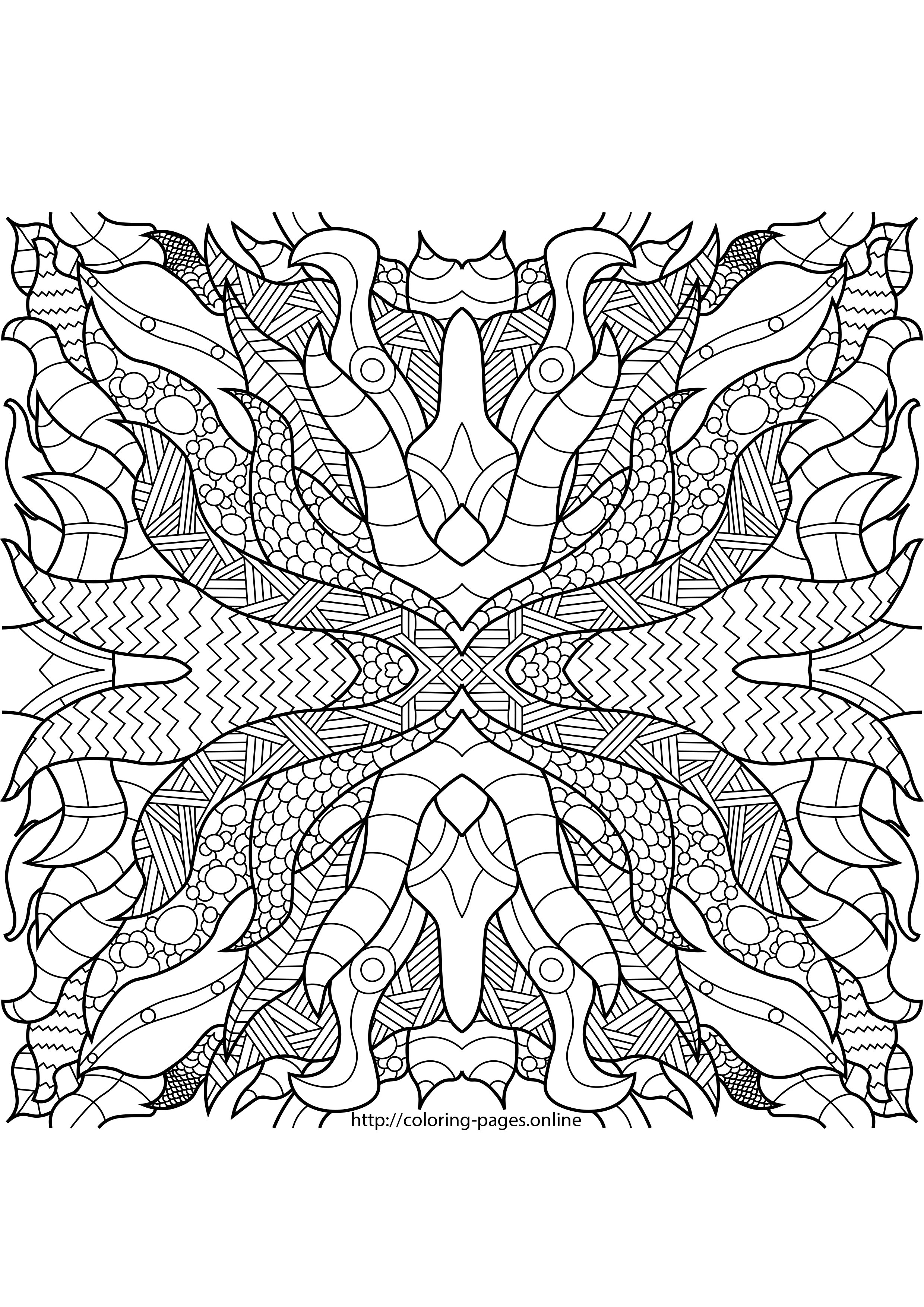Hard complex pattern coloring page - printable coloring for adults