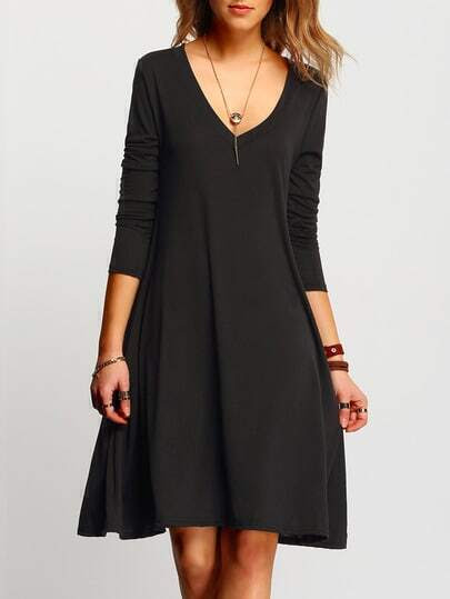 Black V Neck Tshrit Dress In Jersey pictures