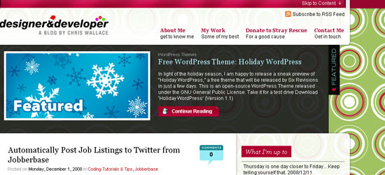 Holiday WordPress: Screen shot.
