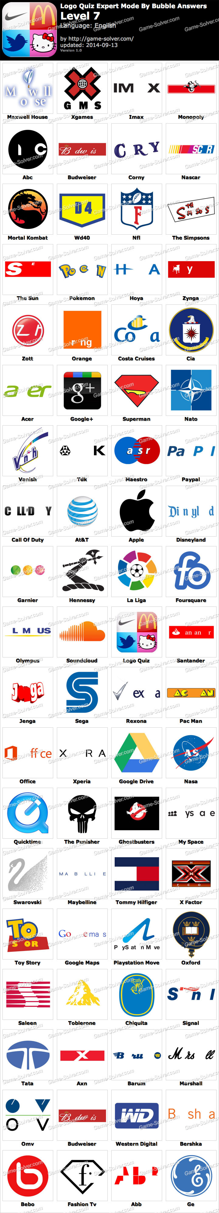 Logo Quiz Expert Mode Bubble Level 7 Game Solver