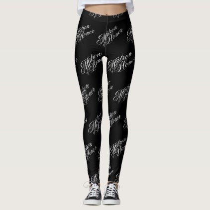 Matron of Honor Leggings - White on Black