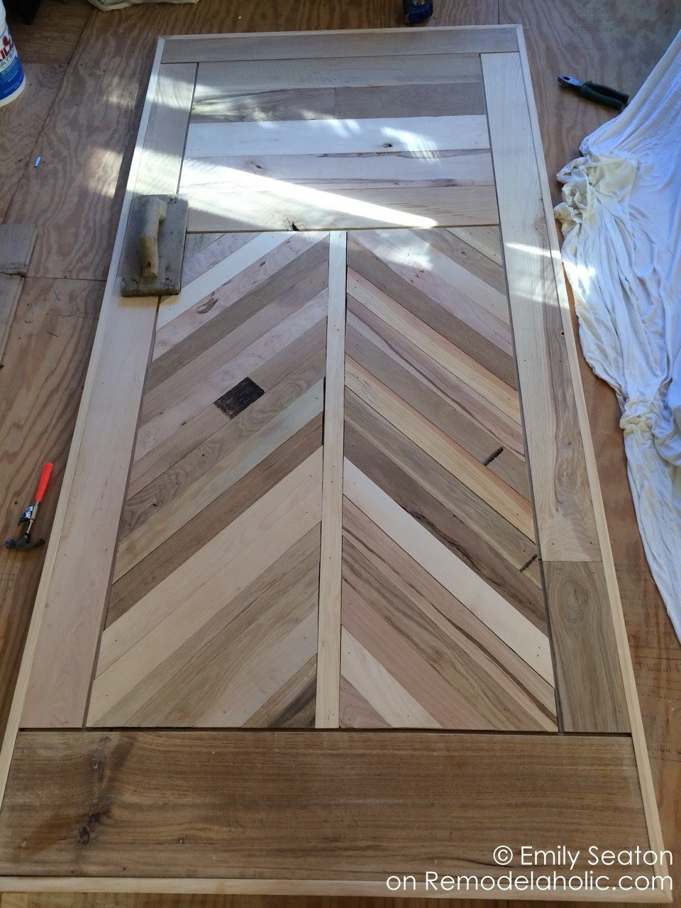 Remodelaholic | How to Build a Wood Chevron Barn Door