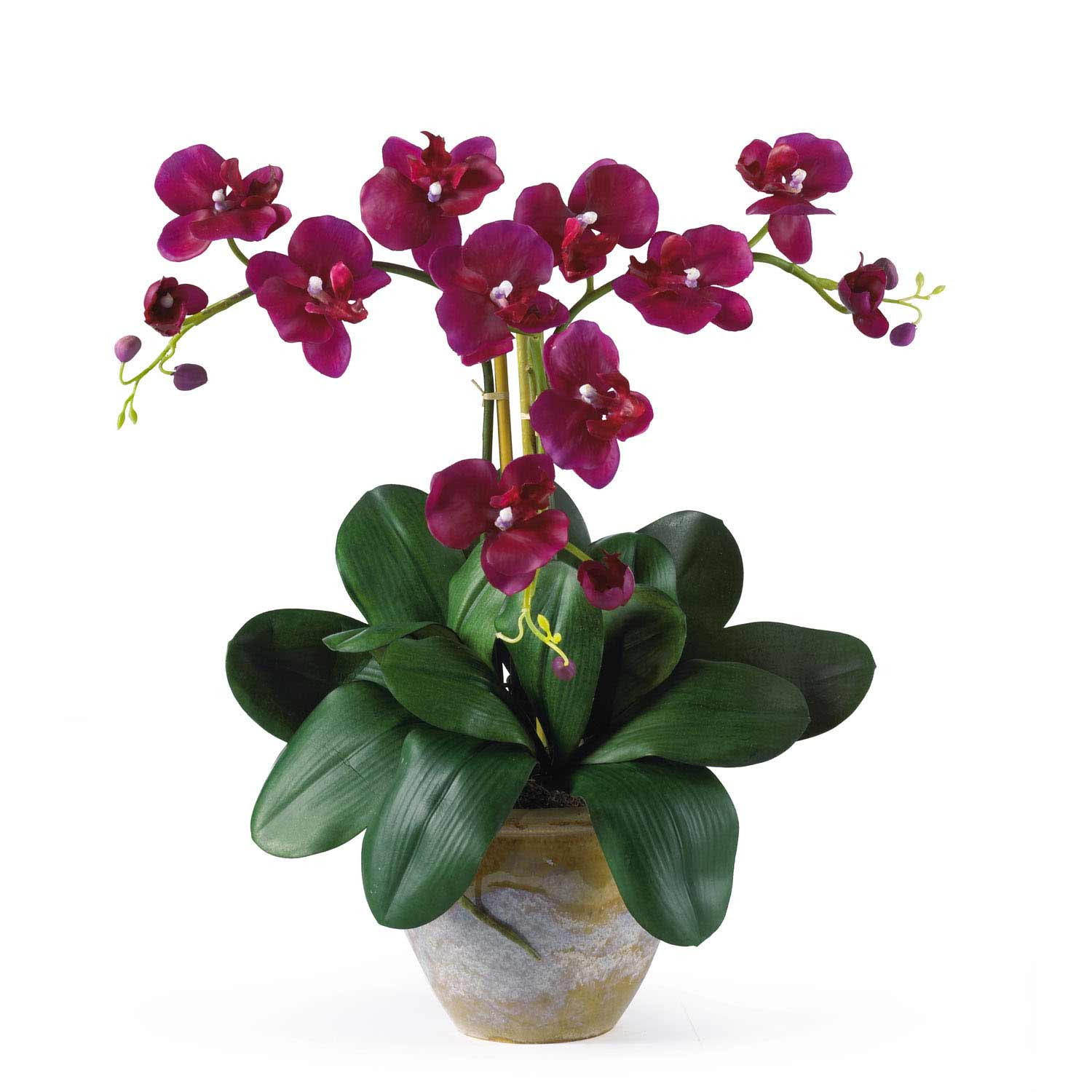 20 inch Triple Mini Silk Phalaenopsis Orchid Arrangement in Planter: Color Options 1038PK 