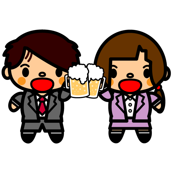 かわいいビールで乾杯の無料イラスト 商用フリー オイデ43