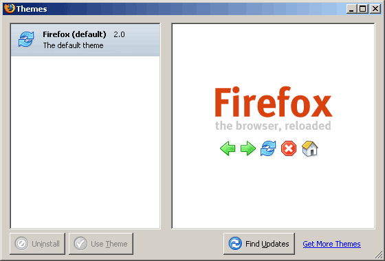 Menu: Tools / Themes. Screen Shot Firefox Themes screenshot
